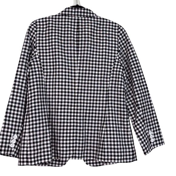 Talbots Classic Linen Blazer Gingham Black & White Single Breasted Size 12 NWOT - Picture 11 of 13